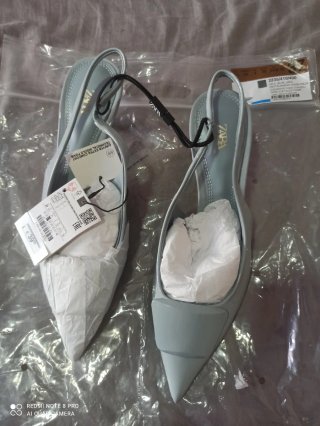 Sandalias Zara Slingback Azul Talla 37