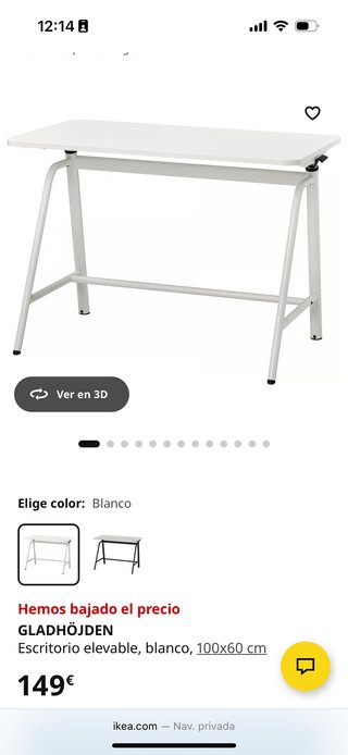 Escritorio Elevable IKEA GLADHÖJDEN Blanco