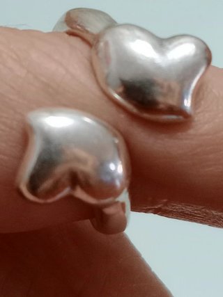 Anillo Corazones Plata Ajustable