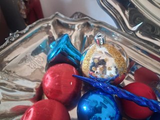 Palline Natale Vintage Vetro Seta