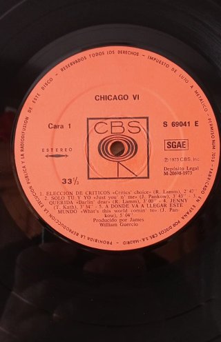 Vinilo Chicago "VI"... Portada Azul y Blanca