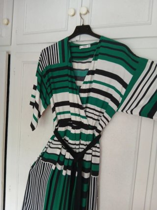 Vestido Mango rayas verde blanco