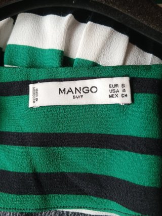 Vestido Mango rayas verde blanco