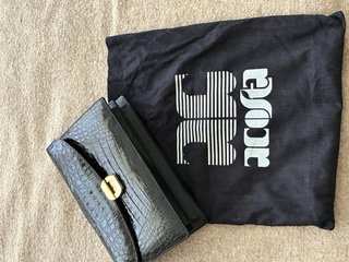 Bolso Cartera Cocodrilo Acosta Negro Dorado