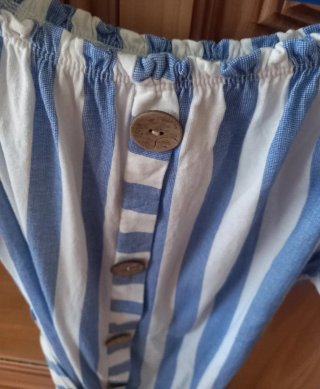 Vestido rayas azul y blanco con encaje