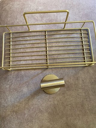 Estante de baño dorado autoadhesivo
