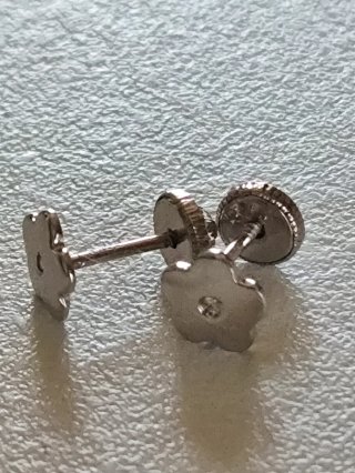 Pendientes Oro Blanco 9k Diamantes Flor