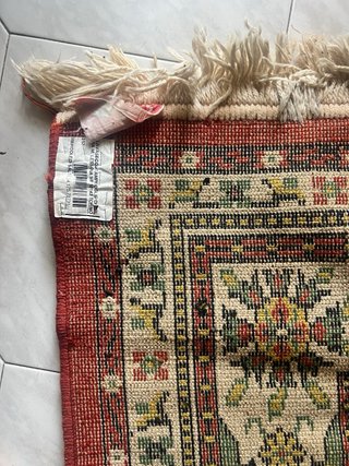 Tappeto lana rosso e multicolor