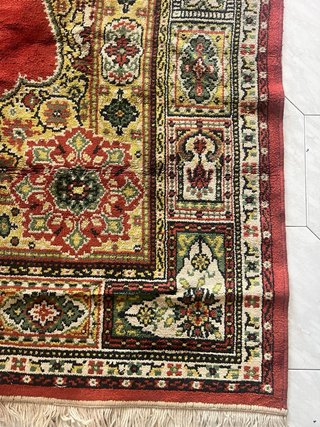 Tappeto lana rosso e multicolor