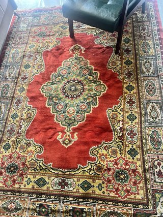 Tappeto lana rosso e multicolor
