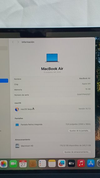 MACBOOK AIR DE 13 PULGADAS 16 GB 256 GB CHIP M4 (2