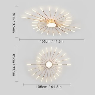 Lámpara Techo LED Moderna vintage Dorada 28 brazos
