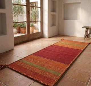 Tappeto Kilim Antico Tessuto Arancion Rosso 240×60