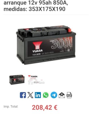 Batería Coche Yuasa YBX3019 12V 95Ah