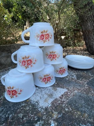 Set di stoviglie Arcopal vintage con decorazione floreale