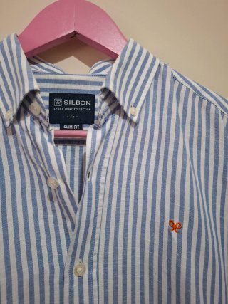 Camisa Silbon Rayas Azul y Blanca Talla XS