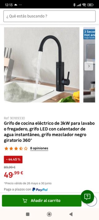 Grifo Calentador Agua Instantáneo Eléctrico