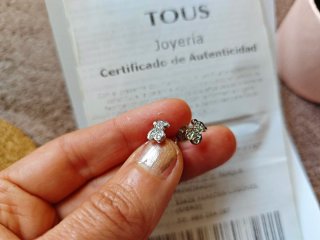 Pendientes Tous oro blanco 18kt con brillantes oso