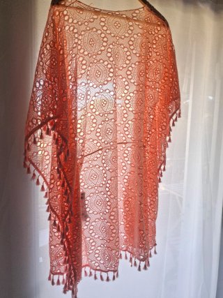 Kimono playero coral encaje