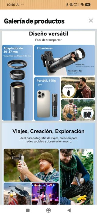 Lente APEXEL para ampliar cámara móvil