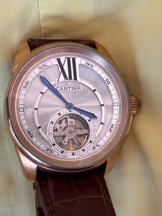 Reloj Cartier Automático Dorado Correa Marrón