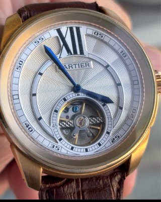 Reloj Cartier Automático Dorado Correa Marrón