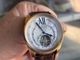 Reloj Cartier Automático Dorado Correa Marrón