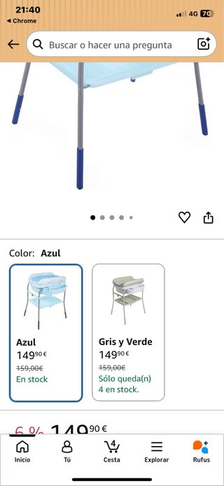 Bañera cambiador bebé chicco