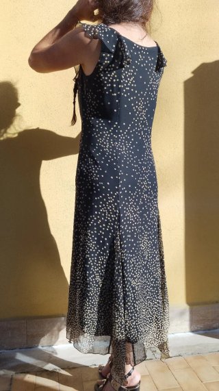 Max Mara Vestito Seta Nero Pois Oro