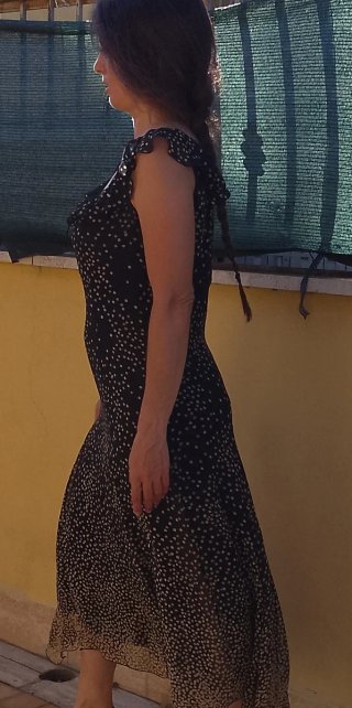 Max Mara Vestito Seta Nero Pois Oro