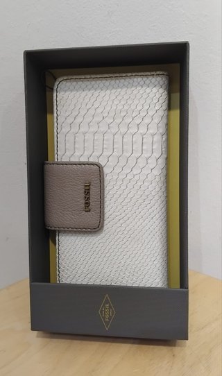 Cartera Fossil Madison Slim Clutch Beige/Blanco
