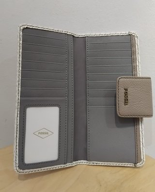 Cartera Fossil Madison Slim Clutch Beige/Blanco