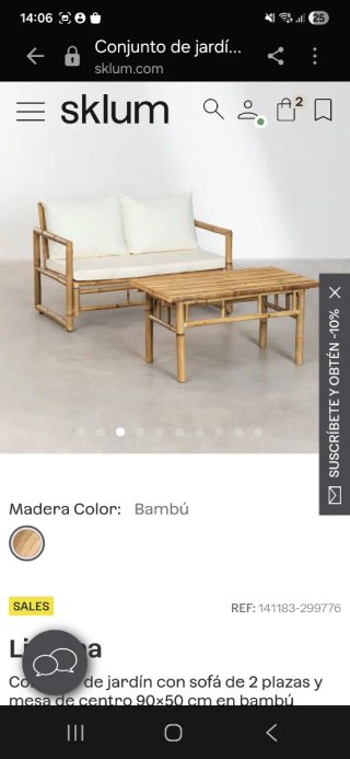 Mesa sklum:mesa de centro 90x50 cm en bambú Livayn
