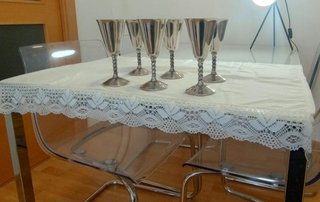 Lote 6 copas Visiuc S.A. vintage metal plateado