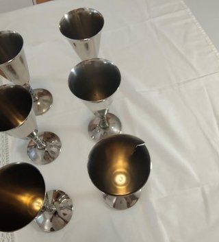 Lote 6 copas Visiuc S.A. vintage metal plateado