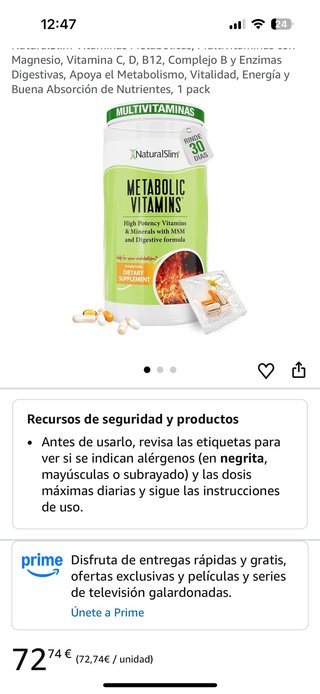NaturalSlim Metabolic Vitamins 30 Packs