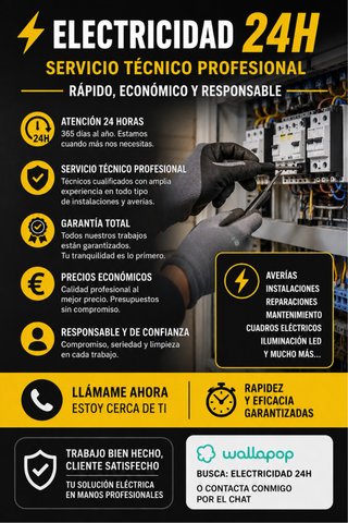Electricista 24H RESPONSABLE Y ECONOMICO