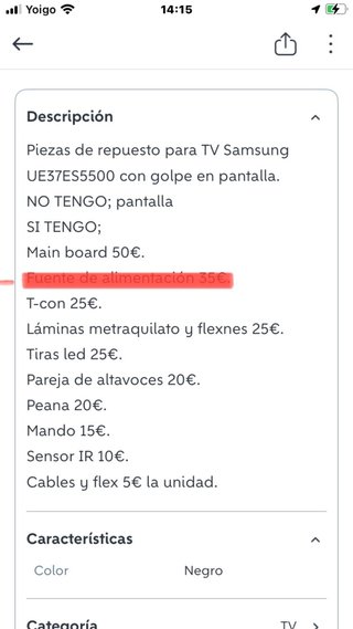 Samsung UE37ES5500 - Recambios TV