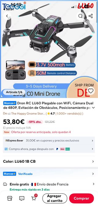 Dron LU60 Negro/Morado