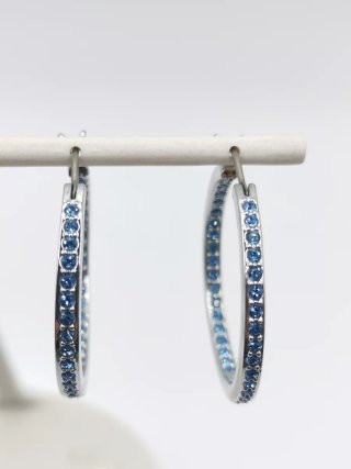 Aros Swarovski Azules y Plateados