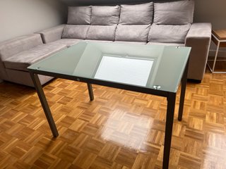 Mesa de cocina cristal y metal