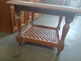 Mesa auxiliar madera y cristal