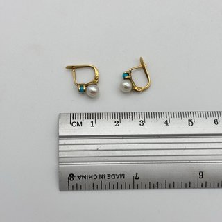Pendientes Oro 18kt Perla y Turquesa