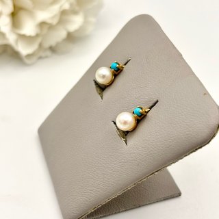 Pendientes Oro 18kt Perla y Turquesa