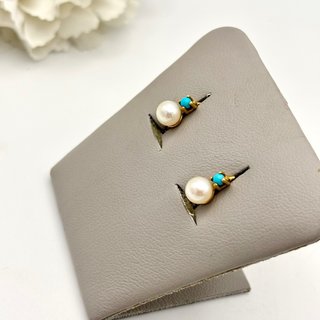 Pendientes Oro 18kt Perla y Turquesa