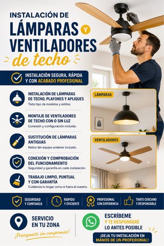 Instalacion profesional de lamparas y ventiladores