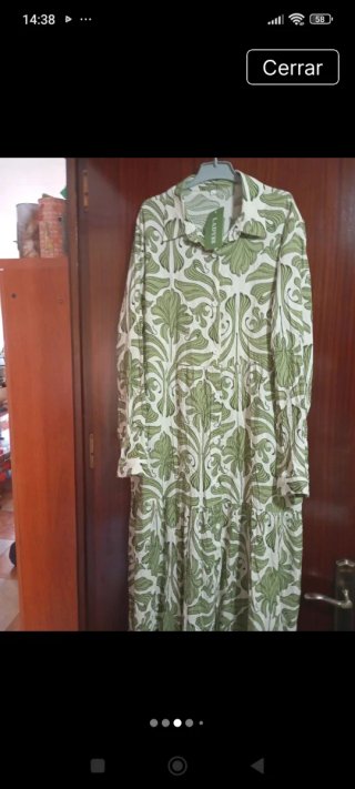 Vestido largo estampado verde y blanco
