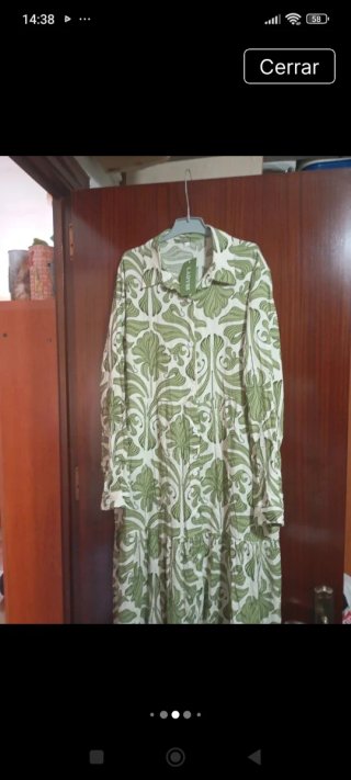 Vestido largo estampado verde y blanco