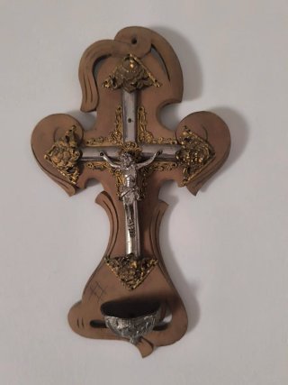 Crucifijo antiguo madera y metal