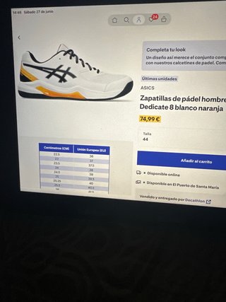 Zapatillas Padel Asics Gel Dedicate 8 Talla 44